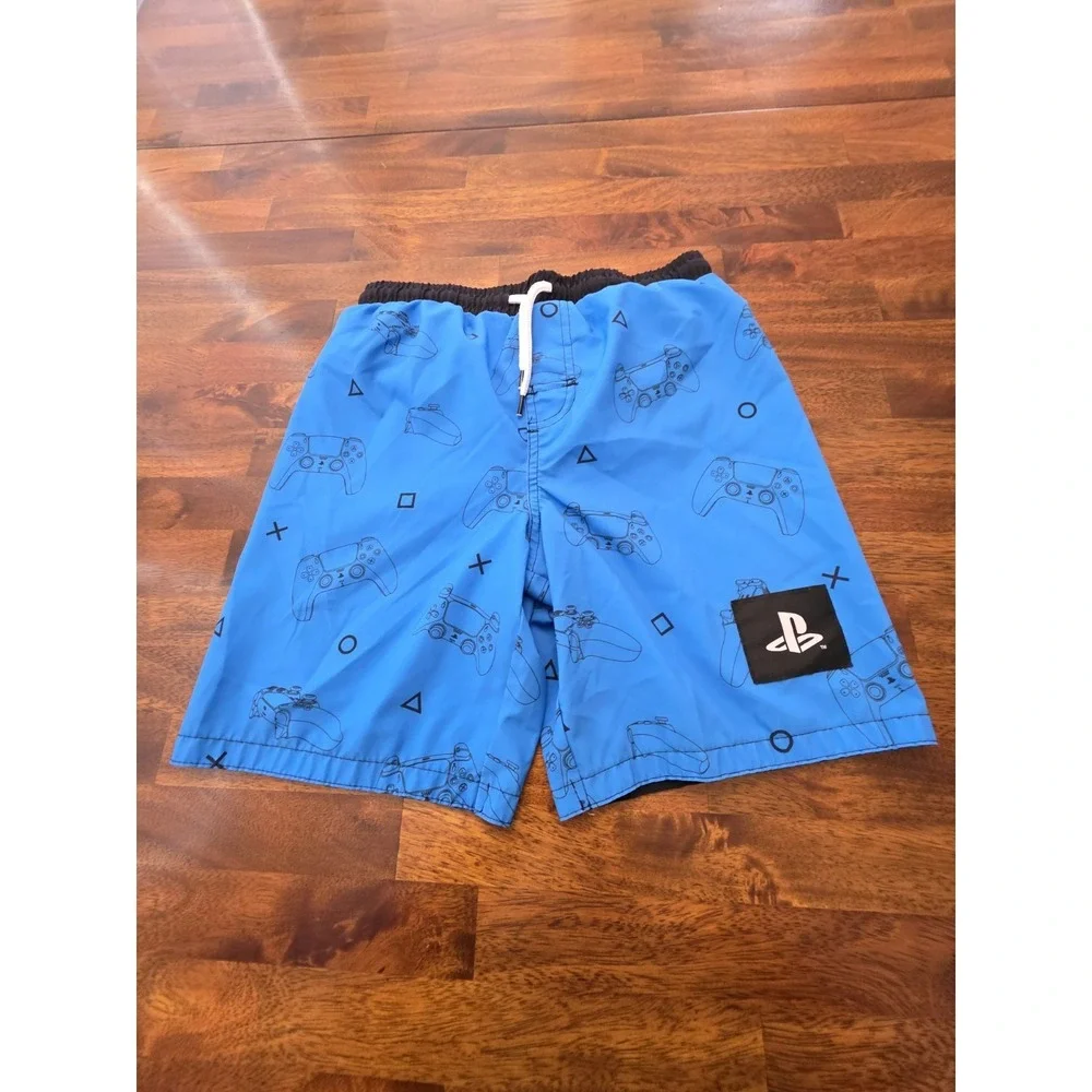 PlayStation Gaming Kids Swim Trunks Boys Size 10/12  UPF-50+ Bathing Suit Sku 89